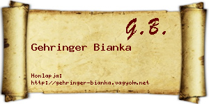 Gehringer Bianka névjegykártya